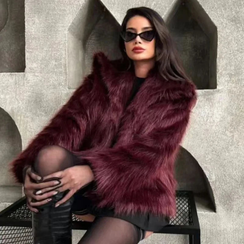 AIMÉEVOGUE FUR PLUSH BOMBER JACKET
