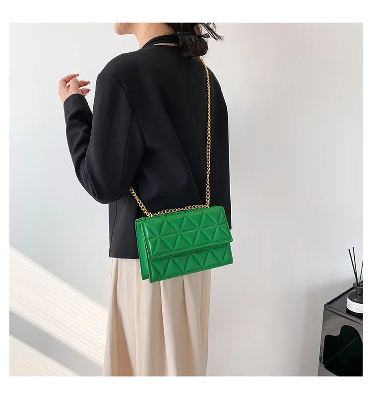 AIMÉEVOGUE CROSSBODY PLAID GENUINE LEATHER BAG
