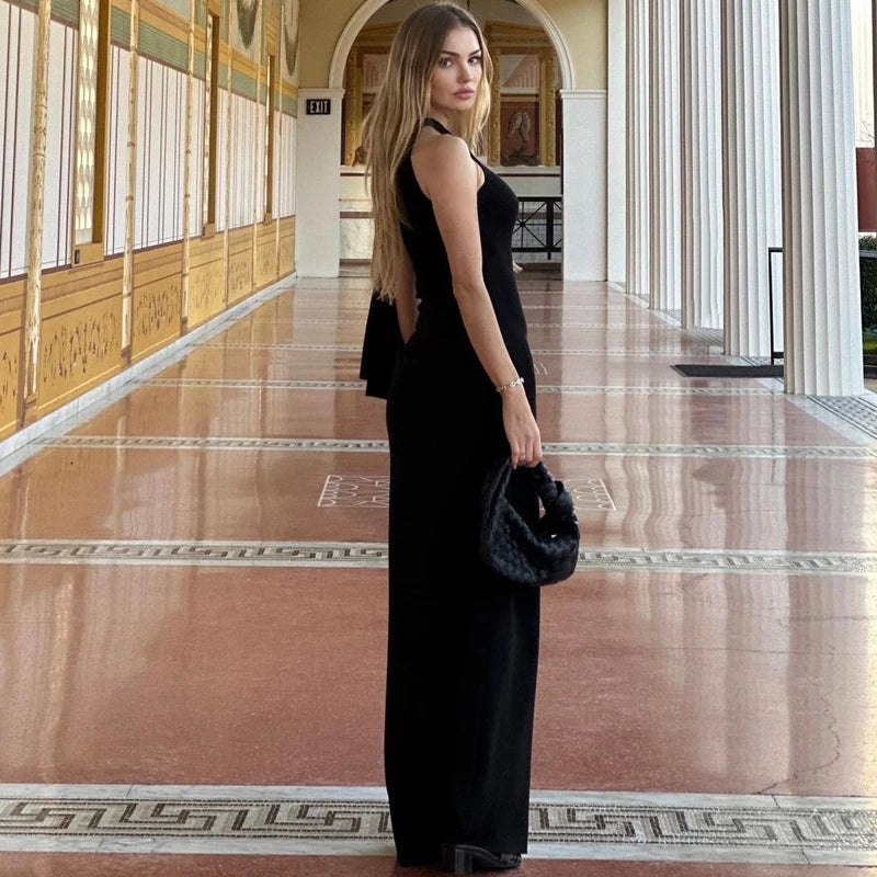 AIMÉEVOGUE SOLID O-NECK SLEEVELESS DRESS