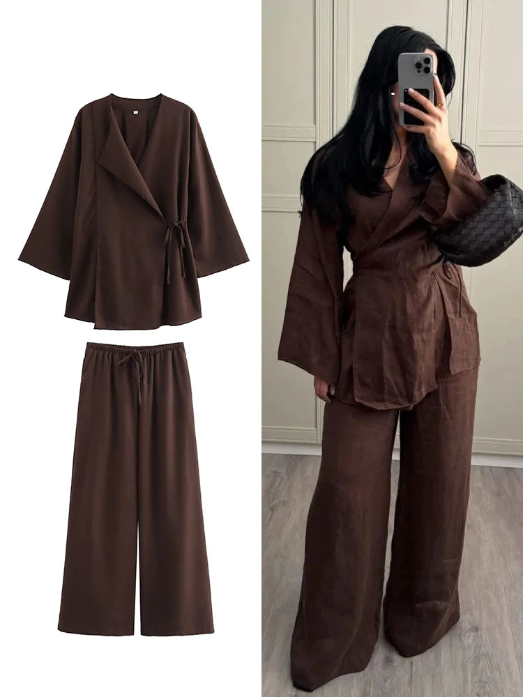 AIMÉEVOGUE LINEN 2 PIECES KIMONO