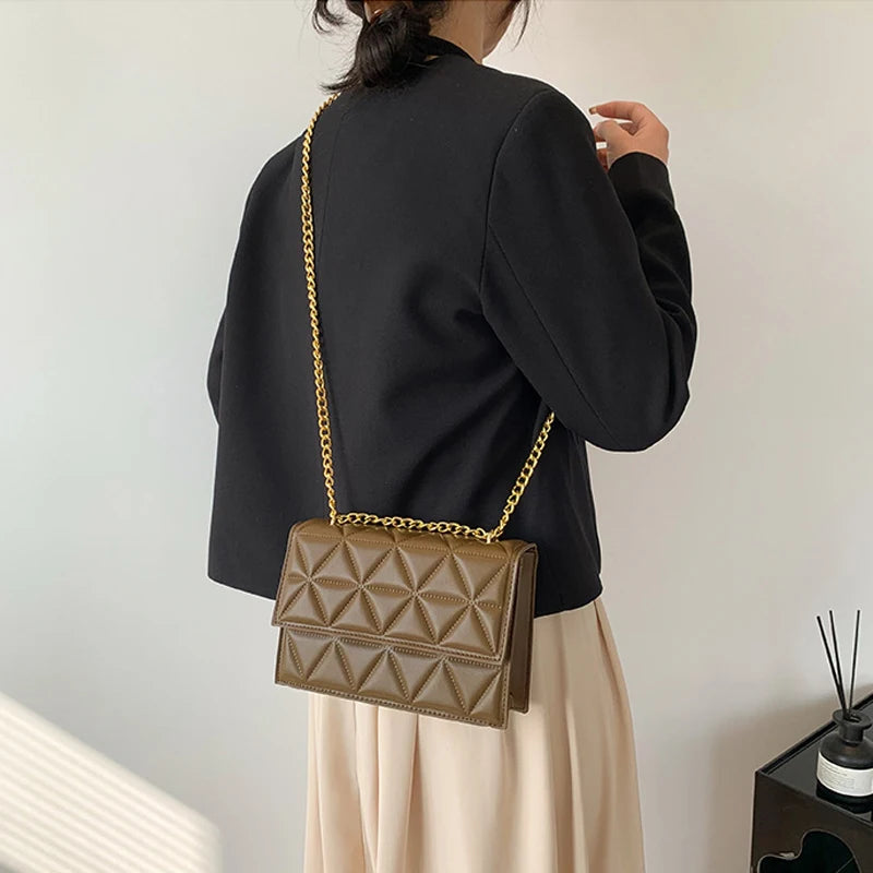 AIMÉEVOGUE CROSSBODY PLAID GENUINE LEATHER BAG