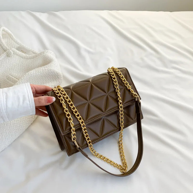 AIMÉEVOGUE CROSSBODY PLAID GENUINE LEATHER BAG